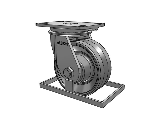 81 Series Top Plate Swivel Caster with 6 x 2.5 Silver Enamel Paint VG - Cast Iron V-Groove Wheel