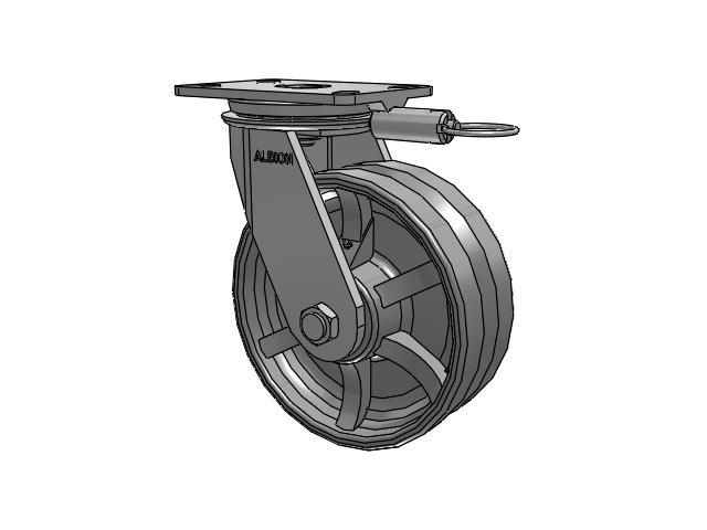 81 Series Top Plate Swivel Caster with 8 x 3 Silver Enamel Paint VG - Cast Iron V-Groove Wheel