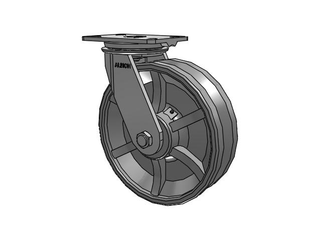 81 Series Top Plate Swivel Caster with 10 x 3 Silver Enamel Paint VG - Cast Iron V-Groove Wheel