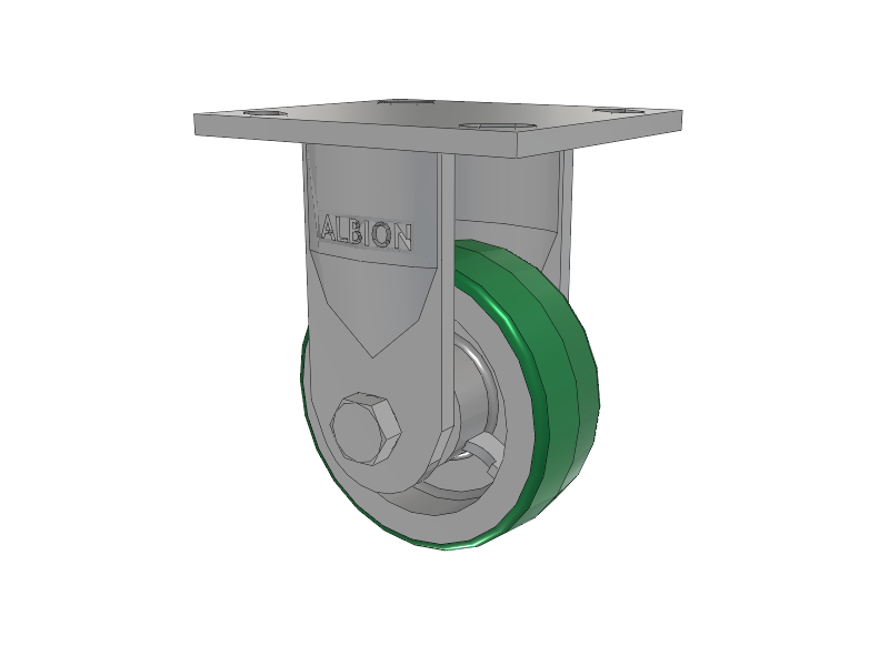 16 Series Top Plate Rigid Caster with 4 x 1.5 Green Tread on Aluminum Core PD - Polyurethane (Aluminum Core) Wheel