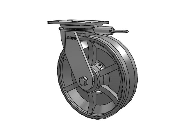 81 Series Top Plate Swivel Caster with 10 x 3 Silver Enamel Paint VG - Cast Iron V-Groove Wheel