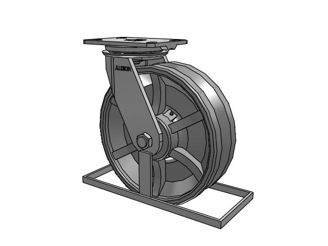 81 Series Top Plate Swivel Caster with 10 x 3 Silver Enamel Paint VG - Cast Iron V-Groove Wheel