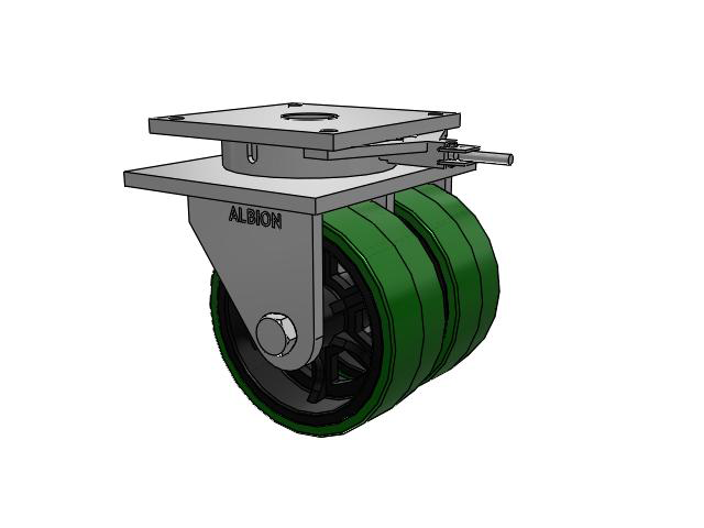 850 Series Top Plate Swivel Caster with 12 x 5 Green tread on black core PX - Thick Polyurethane (Cast Iron Core) Wheel