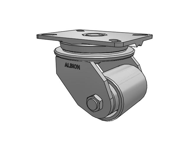 90 Series Top Plate Swivel Caster with 3.25 x 4 Grey Enamel CA - Cast Iron Wheel