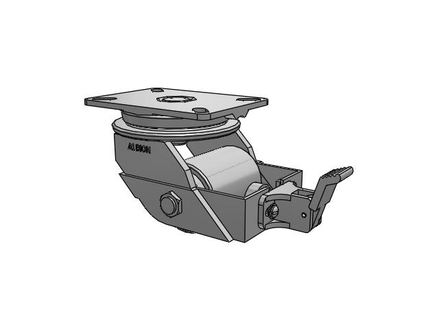90 Series Top Plate Swivel Caster with 3.25 x 4 Grey Enamel CA - Cast Iron Wheel and Face Brake