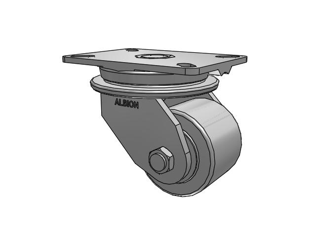 90 Series Top Plate Swivel Caster with 4 x 3 Grey Enamel CA - Cast Iron Wheel