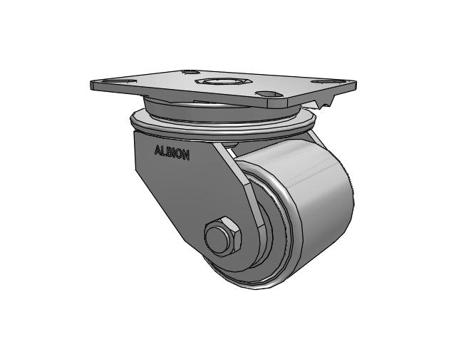90 Series Top Plate Swivel Caster with 4 x 4 Grey Enamel CA - Cast Iron Wheel
