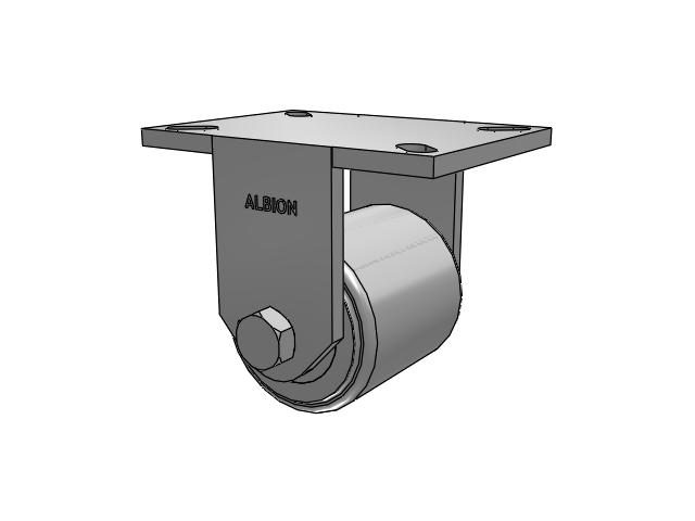 90 Series Top Plate Rigid Caster with 4 x 4 Grey Enamel CA - Cast Iron Wheel