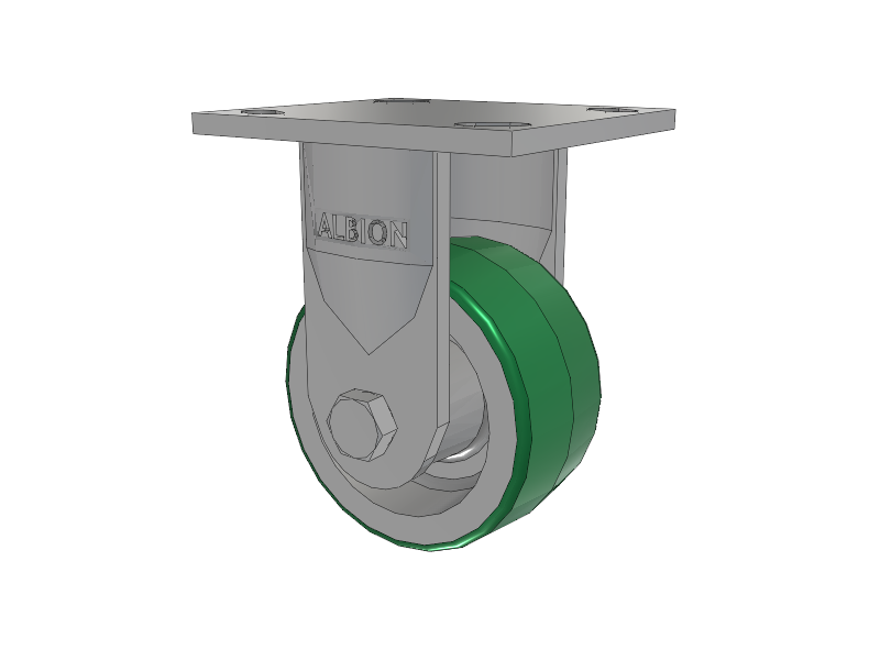 16 Series Top Plate Rigid Caster with 4 x 2 Green Tread on Aluminum Core PD - Polyurethane (Aluminum Core) Wheel