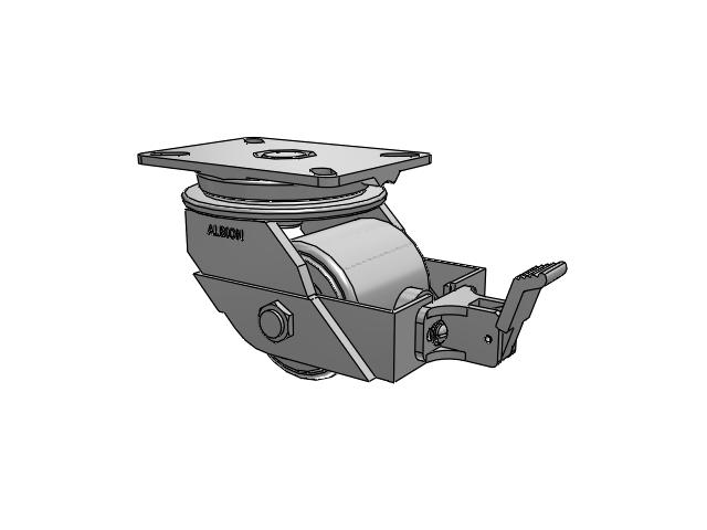90 Series Top Plate Swivel Caster with 4 x 4 Grey Enamel CA - Cast Iron Wheel and Face Brake