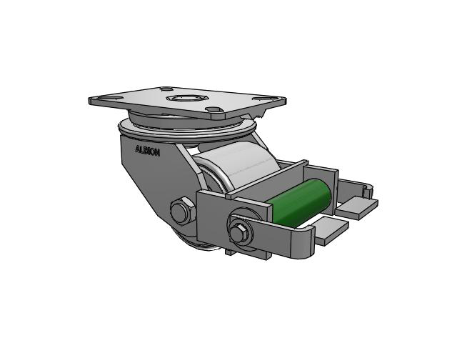 90 Series Top Plate Swivel Caster with 4 x 4 Grey Enamel CA - Cast Iron Wheel and Poly Cam Brake