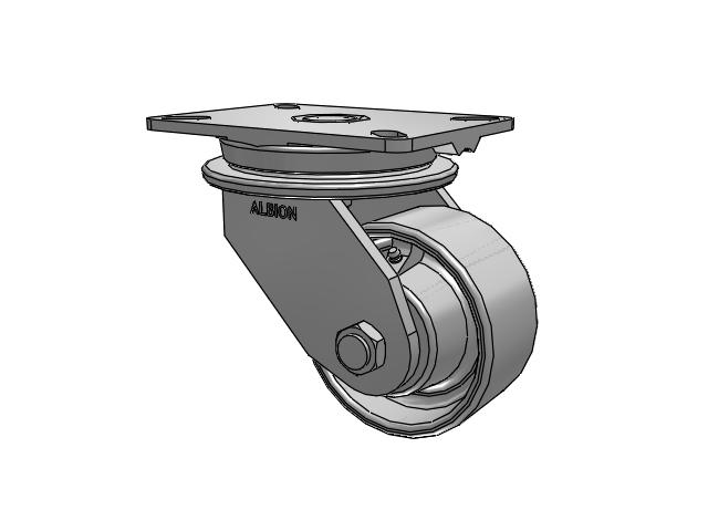 90 Series Top Plate Swivel Caster with 5 x 2.5 Grey Enamel CA - Cast Iron Wheel