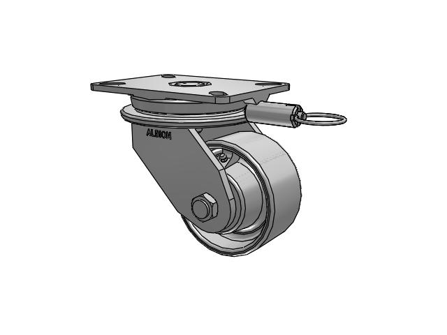 90 Series Top Plate Swivel Caster with 5 x 2.5 Grey Enamel CA - Cast Iron Wheel
