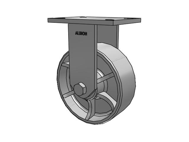 90 Series Top Plate Rigid Caster with 8 x 3 Grey Enamel CA - Cast Iron Wheel