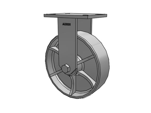 90 Series Top Plate Rigid Caster with 10 x 3 Grey Enamel CA - Cast Iron Wheel