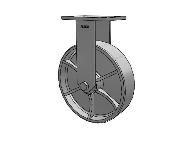 90 Series Top Plate Rigid Caster with 12 x 3 Grey Enamel CA - Cast Iron Wheel