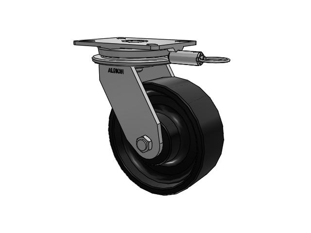 90 Series Top Plate Swivel Caster with 8 x 3 Black Paint FM - Ductile Iron Flat Tread Wheel