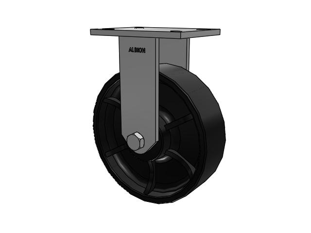 90 Series Top Plate Rigid Caster with 10 x 3 Black Paint FM - Ductile Iron Flat Tread Wheel