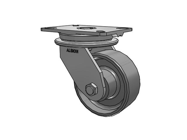 90 Series Top Plate Swivel Caster with 6 x 2.5 Clear Coat Enamel FS - Drop-Forged Steel Wheel