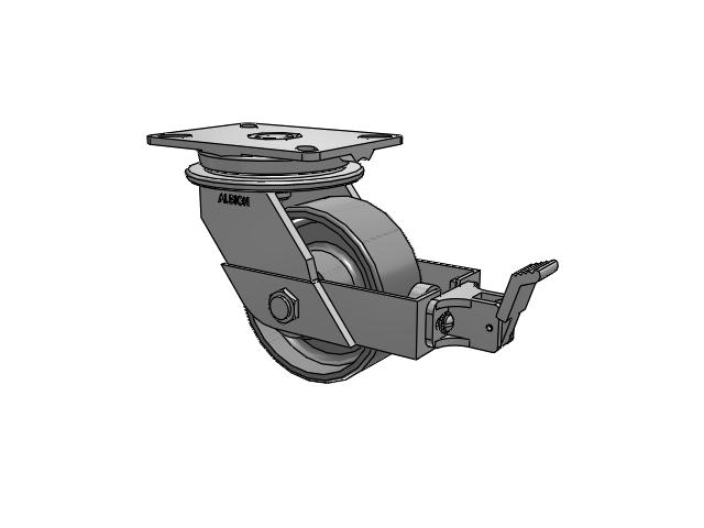 90 Series Top Plate Swivel Caster with 6 x 2.5 Clear Coat Enamel FS - Drop-Forged Steel Wheel and Face Brake