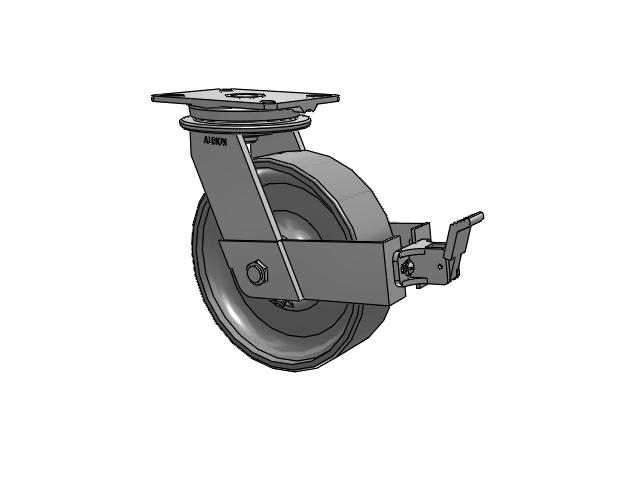 90 Series Top Plate Swivel Caster with 10 x 3 Clear Coat Enamel FS - Drop-Forged Steel Wheel and Face Brake