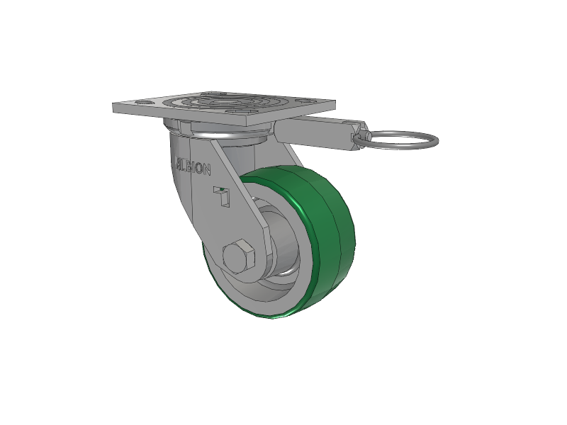 16 Series Top Plate Swivel Caster with 4 x 2 Green Tread on Aluminum Core PD - Polyurethane (Aluminum Core) Wheel