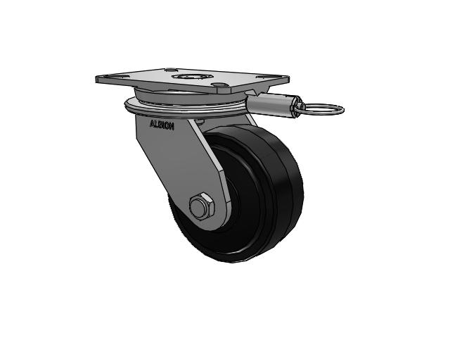 90 Series Top Plate Swivel Caster with 6 x 3 Black Tread on Black Enamel Core MR - Moldon Rubber (Cast Iron Core) Wheel