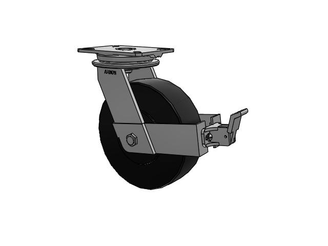 90 Series Top Plate Swivel Caster with 10 x 3 Black Polymer NX - Trionix High Impact Polymer Wheel and Face Brake