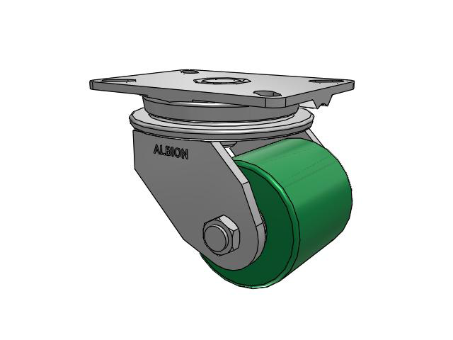 90 Series Top Plate Swivel Caster with 4 x 4 Green Tread on Aluminum Core PA - Polyurethane (Aluminum Core) Wheel
