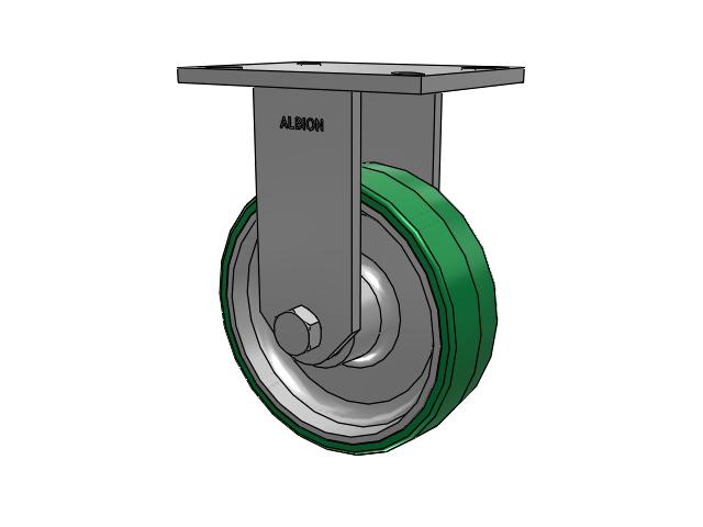 90 Series Top Plate Rigid Caster with 8 x 2.5 Green Tread on Aluminum Core PA - Polyurethane (Aluminum Core) Wheel
