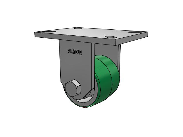 90 Series Top Plate Rigid Caster with 4 x 3.25 Green Tread on Aluminum Core PD - Polyurethane (Aluminum Core) Wheel
