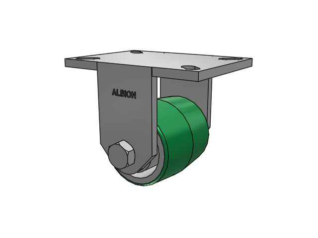 90 Series Top Plate Rigid Caster with 4 x 4 Green Tread on Aluminum Core PD - Polyurethane (Aluminum Core) Wheel
