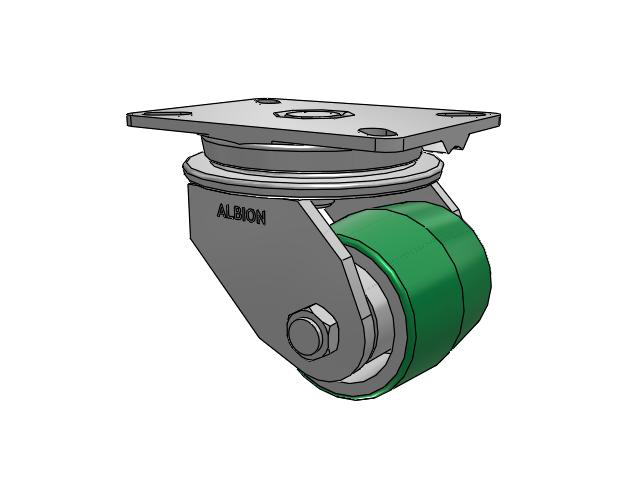 90 Series Top Plate Swivel Caster with 4 x 4 Green Tread on Aluminum Core PD - Polyurethane (Aluminum Core) Wheel