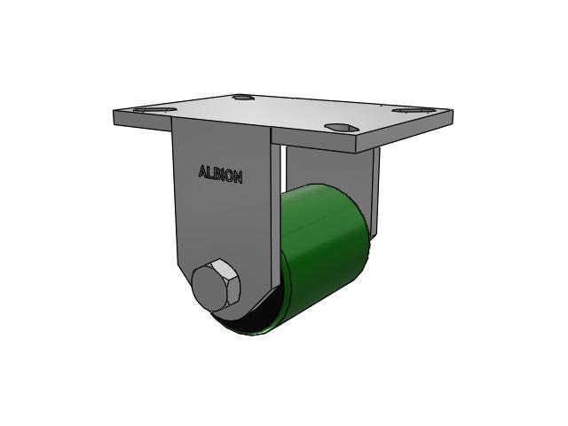 90 Series Top Plate Rigid Caster with 3.25 x 4.25 Green Tread on Black Cast Iron Core PY - Polyurethane (Cast Iron Core) Wheel