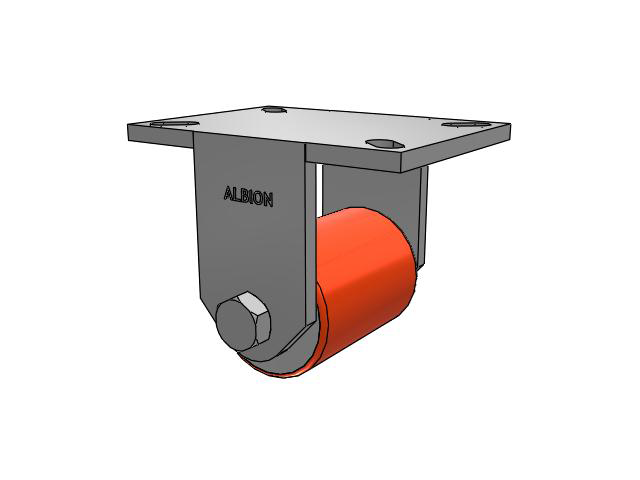 90 Series Top Plate Rigid Caster with 3.25 x 4.25 Red-Orange Tread on Cast Iron Core PY - Polyurethane (Cast Iron Core) Wheel