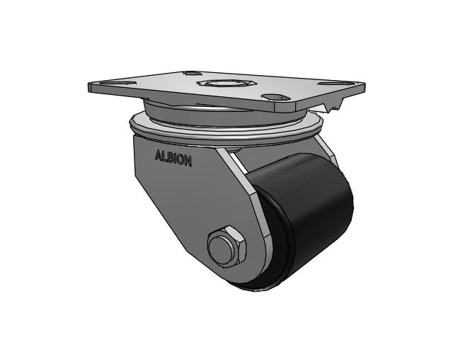 90 Series Top Plate Swivel Caster with 3.25 x 4.25 Black Tread on Black Cast Iron Core PY - Polyurethane (Cast Iron Core) Wheel