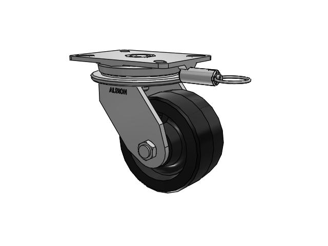 90 Series Top Plate Swivel Caster with 6 x 3 Black Tread on Black Cast Iron Core PY - Polyurethane (Cast Iron Core) Wheel