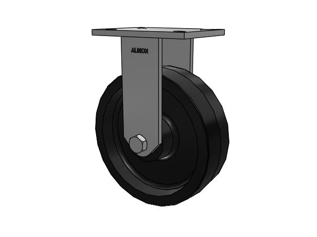 Roulette rigide à plaque supérieure de la série 90, avec bande de roulement noire 10 x 3 sur noyau en fonte noire PY - Roue en polyuréthane (noyau en fonte)