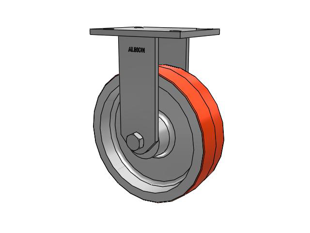 90 Series Top Plate Rigid Caster with 10 x 3 Red-Orange Tread on Cast Iron Core PY - Polyurethane (Cast Iron Core) Wheel