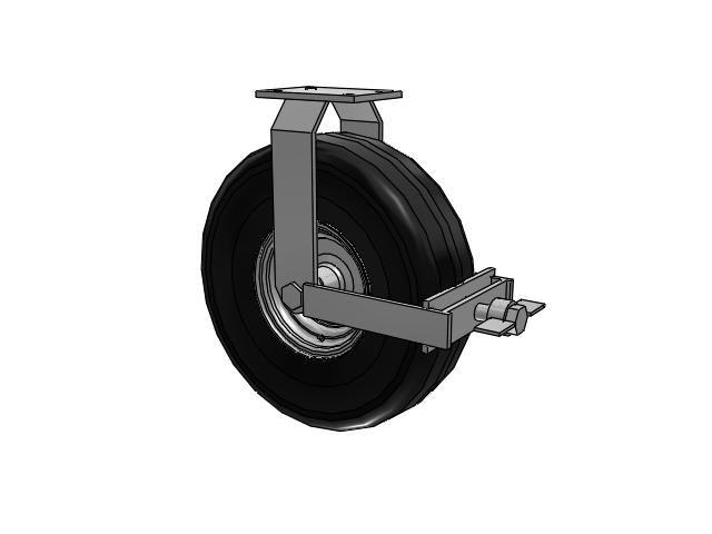 90 Series Pneumatic Casters Top Plate Rigid with 18 x 5.7 Black Pneumatic Wheel and Face Brake