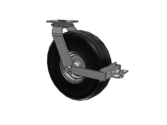 90 Series Pneumatic Top Plate Swivel Caster with 18 x 5.7 Black Pneumatic Wheel and Face Brake