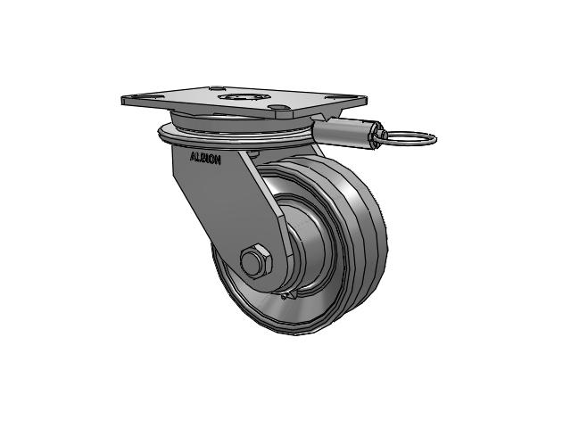 90 Series Top Plate Swivel Caster with 6 x 2.5 Silver Enamel Paint VG - Cast Iron V-Groove Wheel