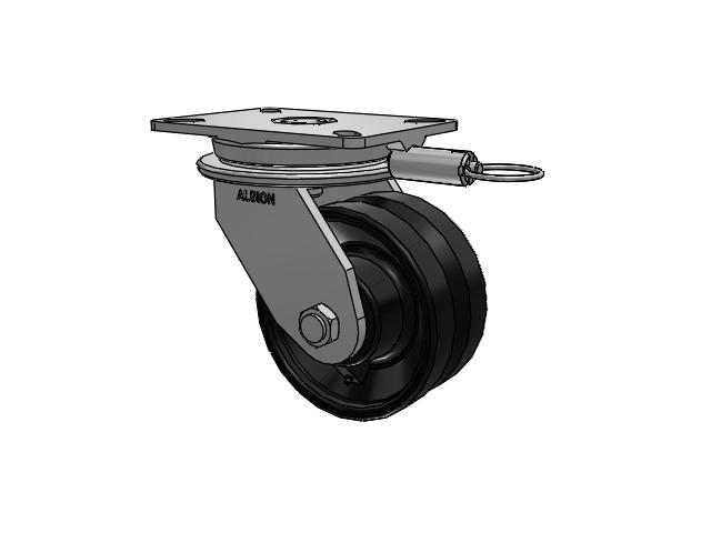 90 Series Top Plate Swivel Caster with 6 x 3 Flat Black Paint VM - Ductile V-Groove Wheel