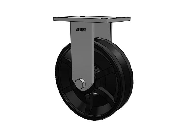 90 Series Top Plate Rigid Caster with 10 x 3 Flat Black Paint VM - Ductile V-Groove Wheel