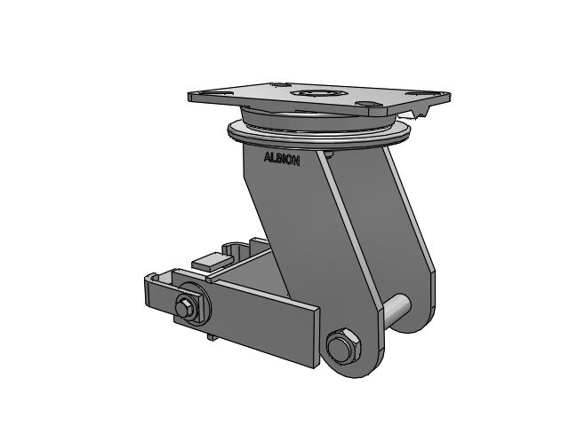 90 Series Top Plate Swivel Caster with 10 x 3 Flat Black Paint VM - Ductile V-Groove Wheel and Poly Cam Brake