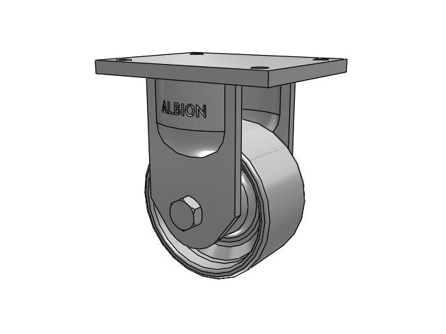 94 Series TRL Top Plate Rigid Caster with 6 x 3 Grey Enamel CA - Cast Iron Wheel