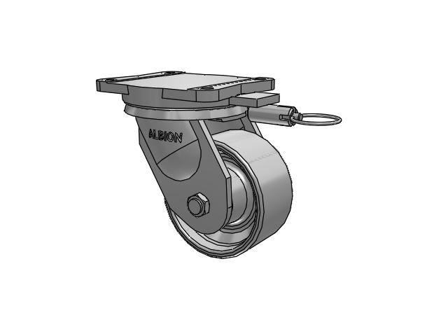 94 Series TRL Top Plate Swivel Caster with 6 x 3 Grey Enamel CA - Cast Iron Wheel
