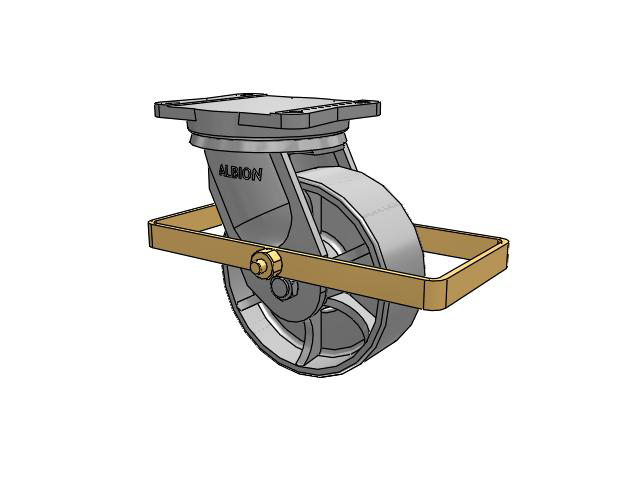 94 Series TRL Top Plate Swivel Caster with 8 x 3 Grey Enamel CA - Cast Iron Wheel and Wrap Around Brake
