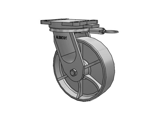 94 Series BBL Caster with 10 x 3 Grey Enamel CA - Cast Iron Wheel