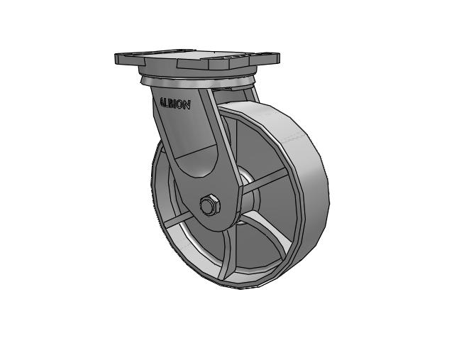94 Series TRL Top Plate Swivel Caster with 10 x 3 Grey Enamel CA - Cast Iron Wheel
